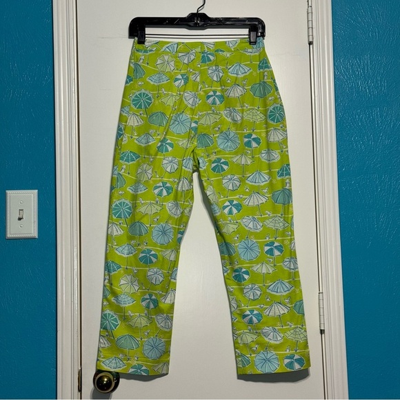 Lilly Pulitzer High Waist Cropped Pants whimsical ducks & umbrella prints size 8 - Picture 11 of 15
